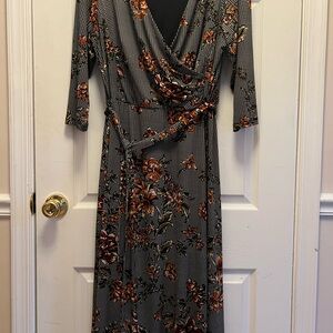 Ronni Nicole Black and Orange Floral Long Sleeve Dress
